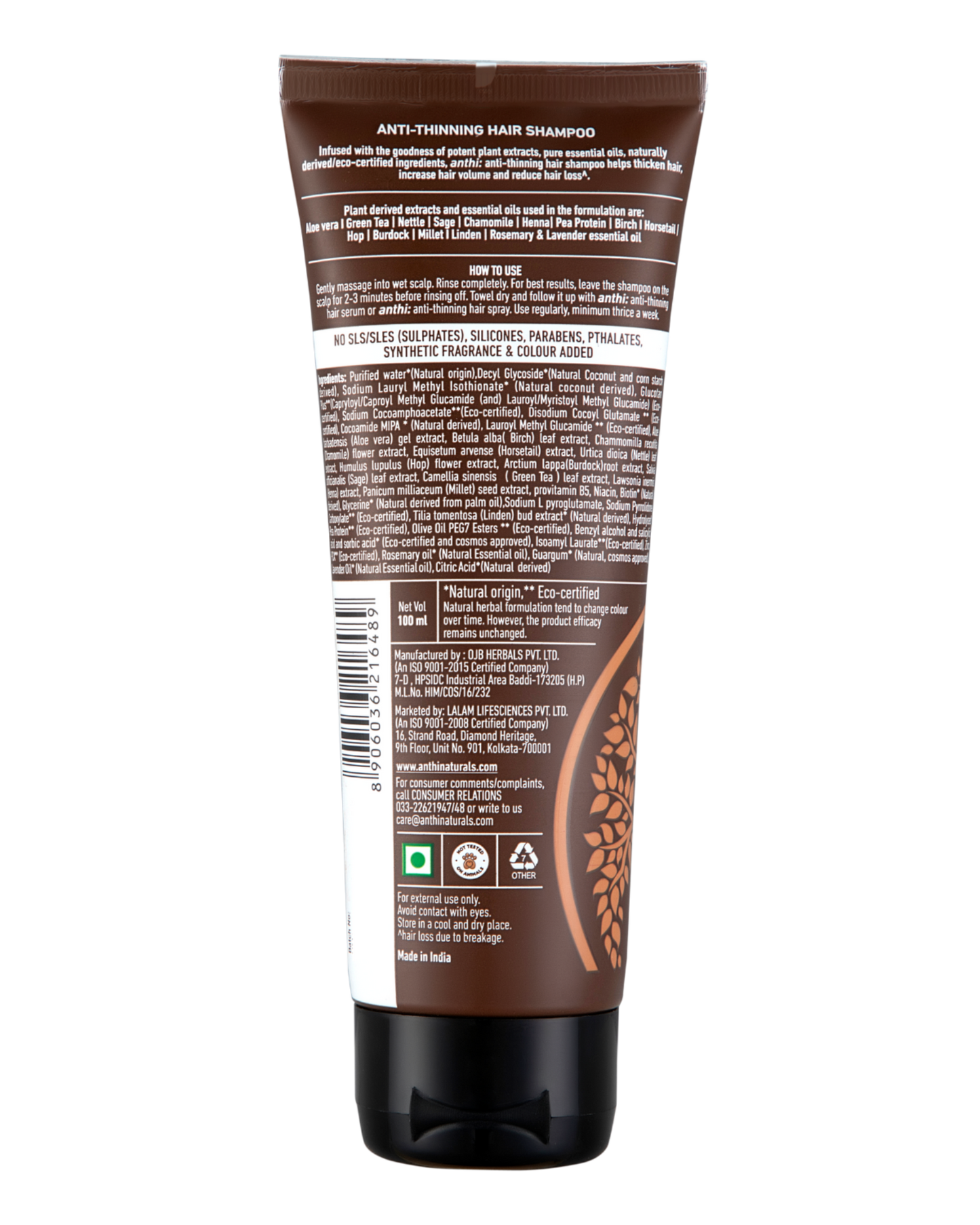 Anthi's Anti-Thinning Hair Shampoo-For Thinning Hair-Back Label