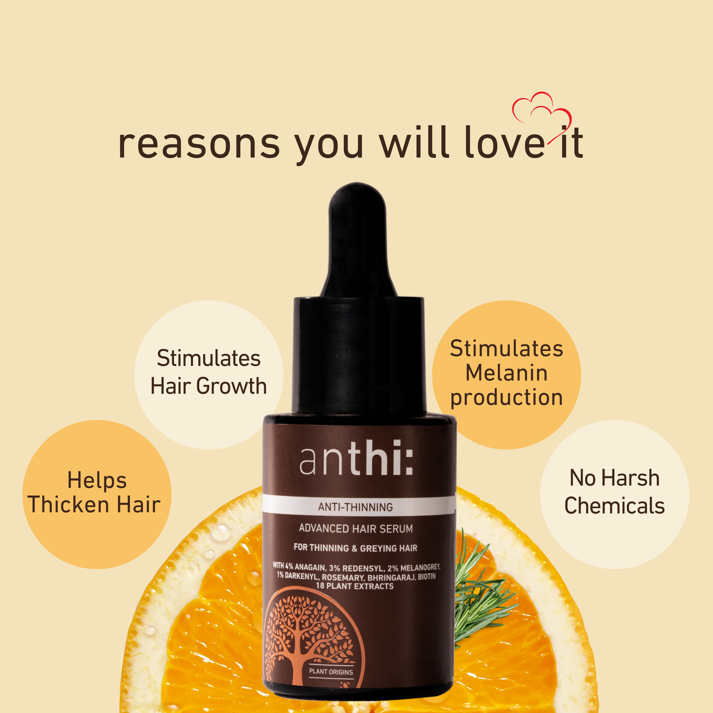 Anthi: Advanced Hair Serum For Hair Thinning & Greying Hair